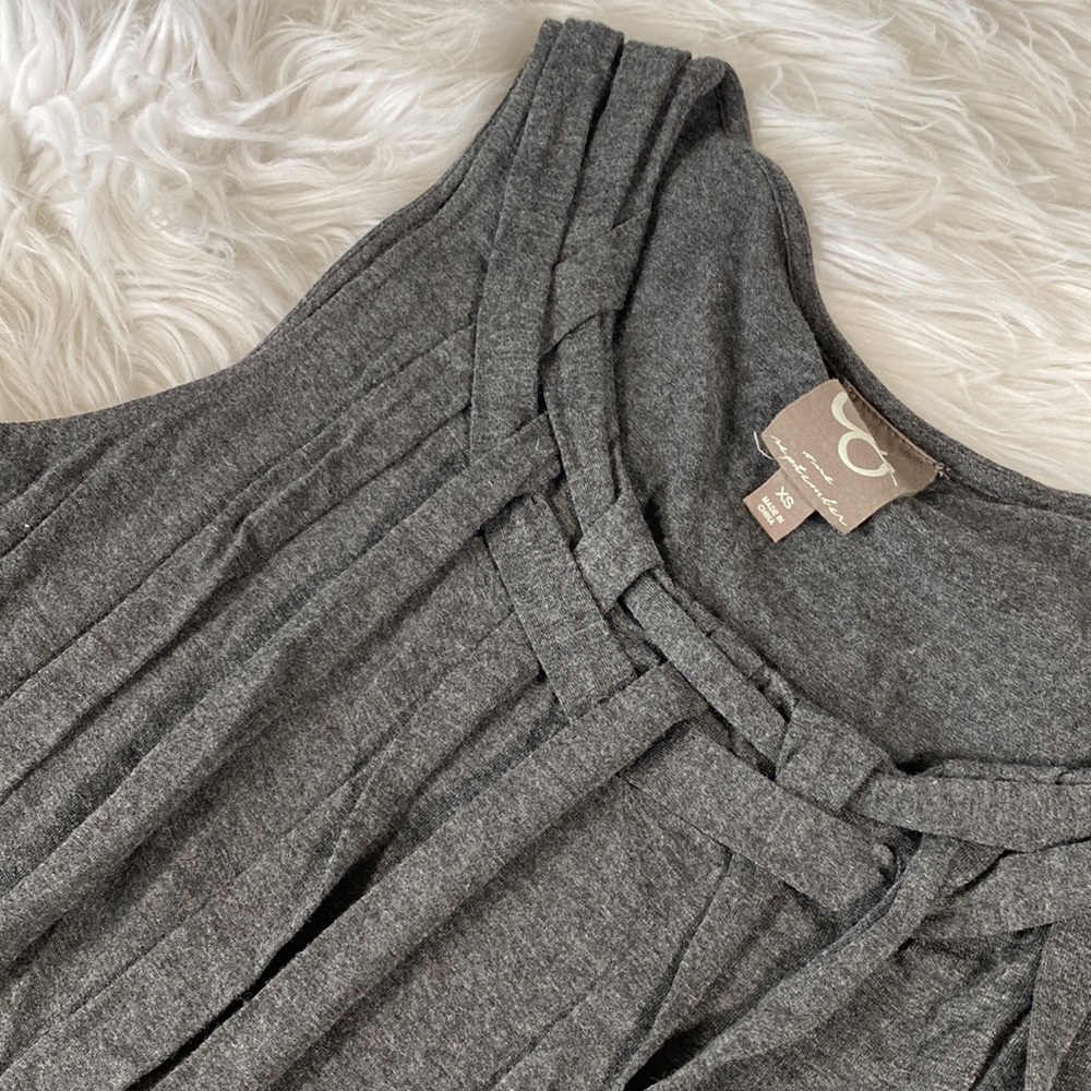 One September • Heather Grey Braided Babydoll Tank Rayon - Picture 6 of 6